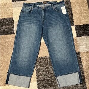 KUT from the Kloth Sienna cuffed high waist wide leg jeans, size 14W NWT!